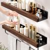 Wood Detachable Bathroom Shampoo Shelves Space Saving Wall Mounted Shower Storage Rack Waterproof Corrosion-Resistant