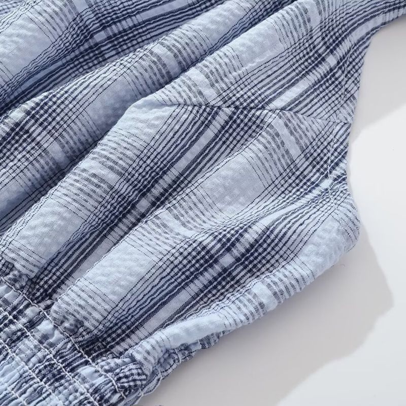 Kaslead New Arrival Women's Clothing Fashion Style Fashion Minimalist Gingham Halter Top Half-Length Short Pantskirt