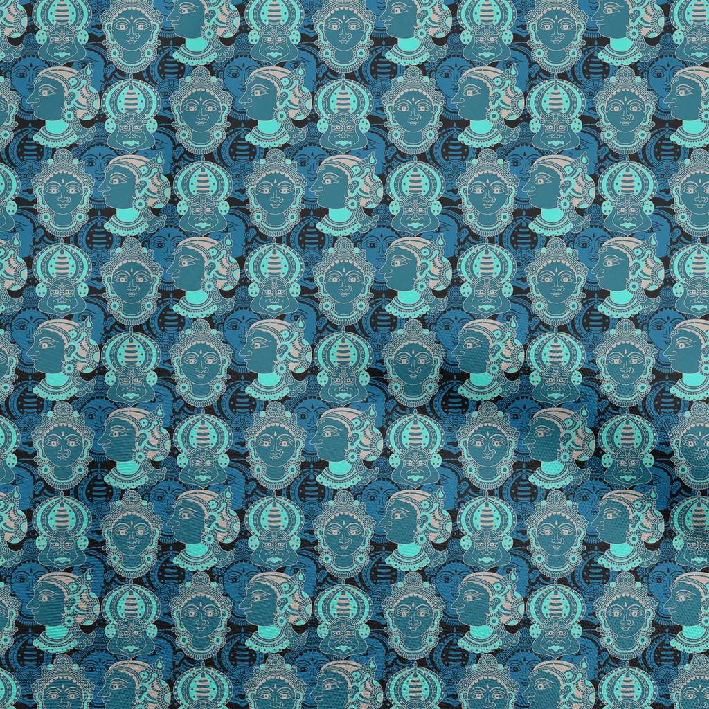 oneOone Cotton Flex Gamboge Yellow Fabric Kathakali Mask Sewing Craft Projects Fabric Prints By Yard 40 Inch