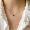 S925 Sterling Silver Plating 14k Gold Retro Green Square Pendant Necklace for Women Temperament Wedding Jewelry Gifts