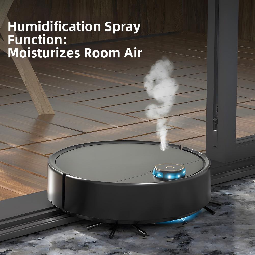 Robot Vacuum Cleaner 5-in-1 Wireless Smart For Home With Mopping Vacuuming And Nano-Spray Humidifier Black