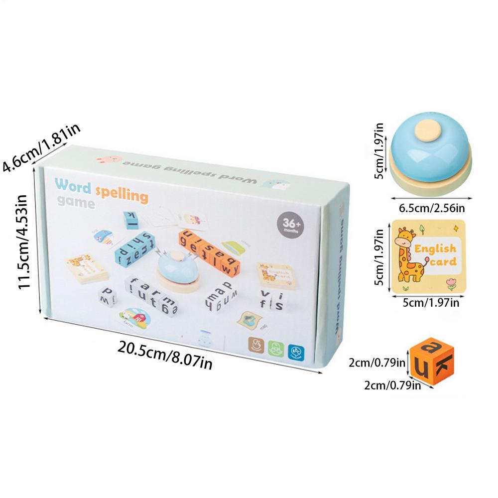 NEW Spelling Words Game Blocks Wooden Matching Letter Game With Flash Cards Learning Toy With Bell Sight Words Recognition Game