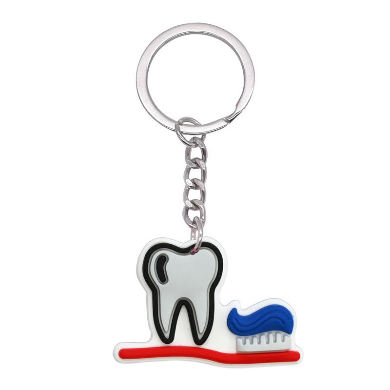 10 Pcs Dental Tooth Shape Model Simulation Keychain  Keyring Cartoon Lovely Girls Kids Gift Pendant Teeth Key Chain