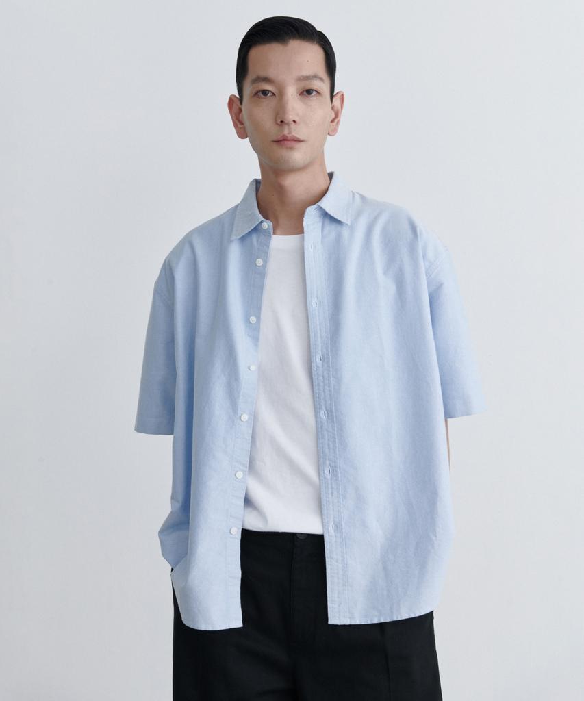 MUSINSA STANDARD Oversized Oxford Short Sleeve Shirt [Sky Blue]
