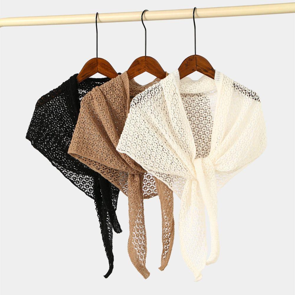 Solid Color Triangle Wrap Hollow Out Shoulder Shawl Fashion Scarf Coverup Four Seasons