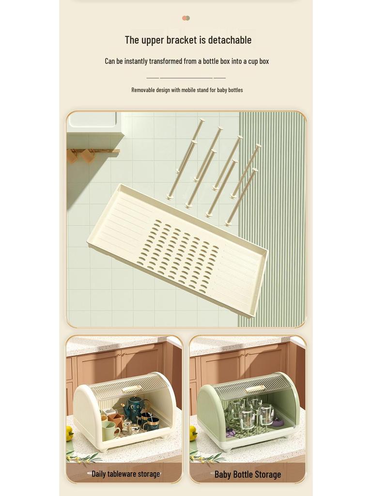 Kitchen Bowl and Cutlery Rack with Dustproof Lid – Storage for Bowls, Plates, Dishes, and Chopsticks
