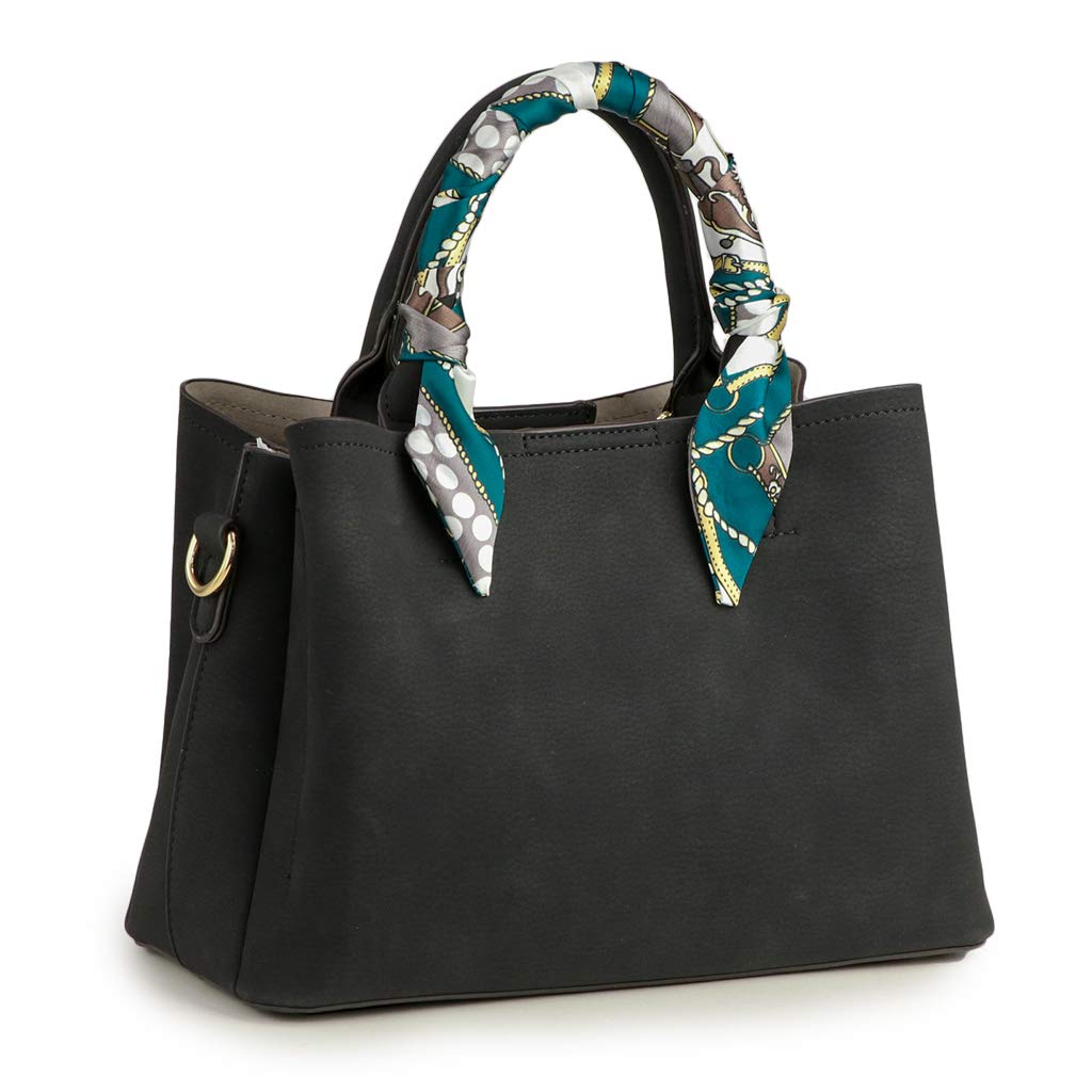 Scarf Handle 2WAY Shoulder Bag Tote Bag [Pragma] (Black)