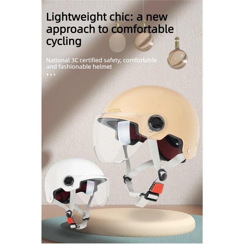Capacete de Segurança para Bicicleta Certificado 3C para Homens e Mulheres Adultos Bicicleta Elétrica Motocicleta Ciclismo Capacete Meio Capacete com Óculos