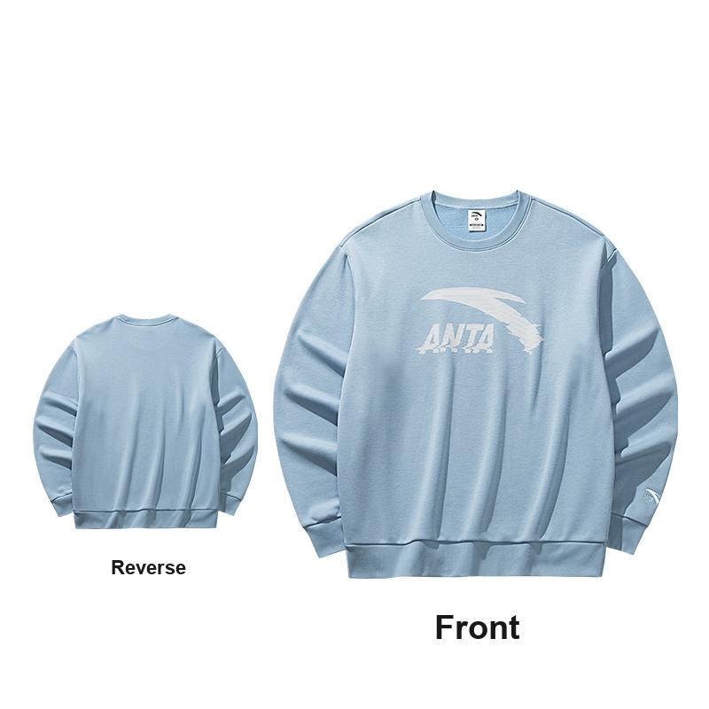Anta Big Logo Casual Fashion Sports Versatile Campus Commuting Loose Comfortable Thickened Warm Pullover Round Neck Sweatshirt 952548702-6