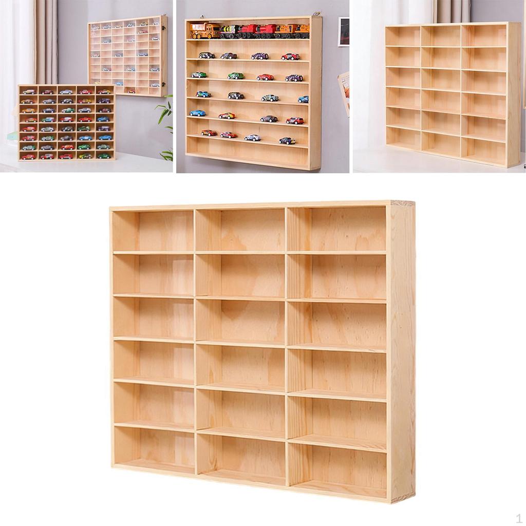 Wooden Toy Car Display Shelf Cabinet Home Party Gift Storage Rack Organizer Case for Farmhouse