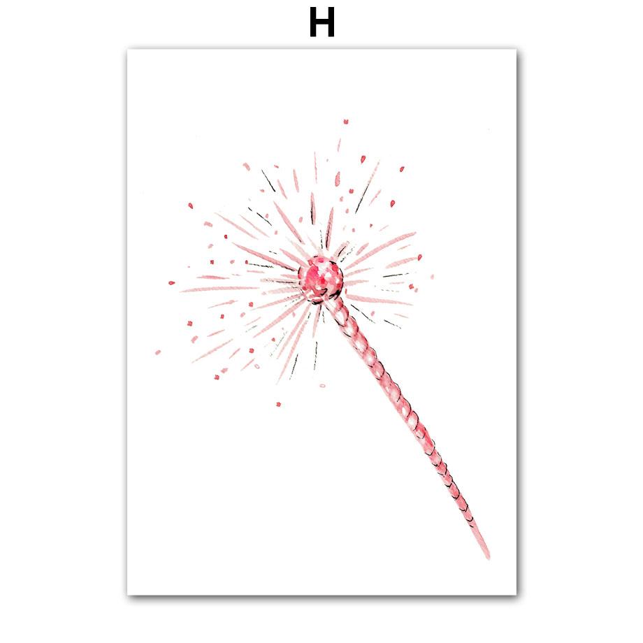 Princess Girl Castle Crown Carriage Magic Wand Wall Art Canvas Painting Cartoon Posters And Prints Pictures Girl Kids Room Decor