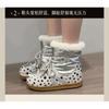 Womens Winter Warm Snow Boots Fleece Lined Polka Dot Mid-Calf Non-Slip Comfortable