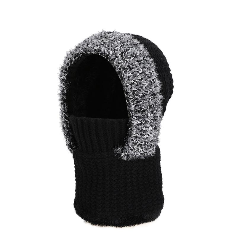 Knitted Mask Scarf All-In-One Hat Winter Velvet Thick Cap Women's Warm Ear Protection Cap