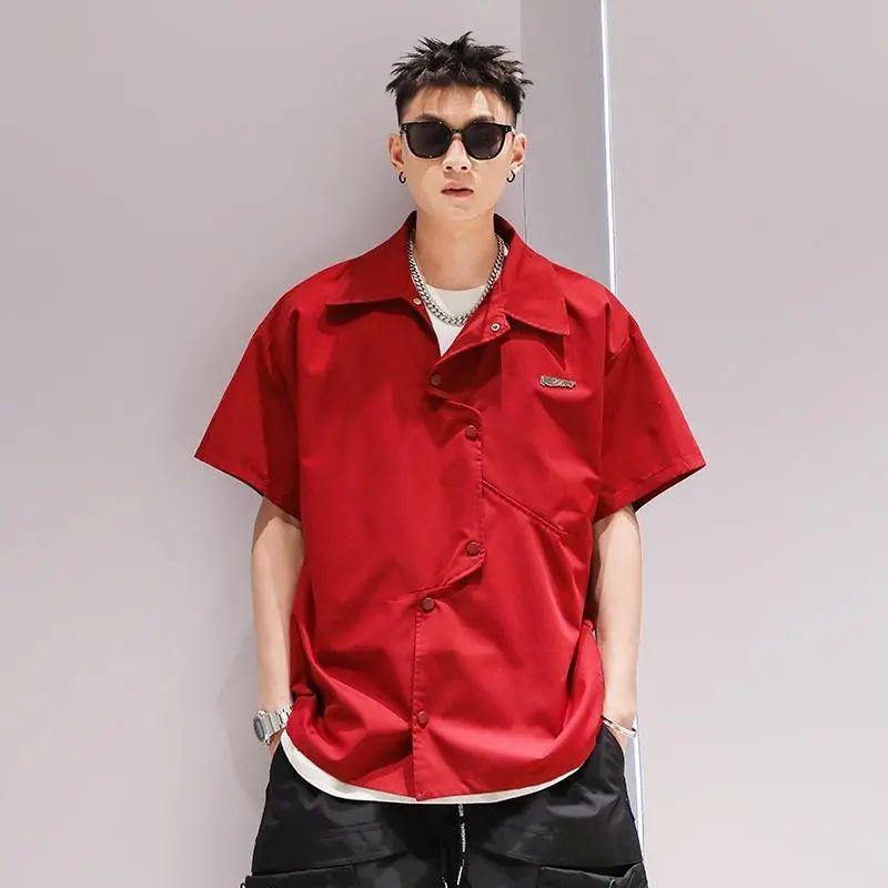 Irregular Short-sleeved Thin Shirts Fashionable Summer Men Fashion and Personalized Cardigan