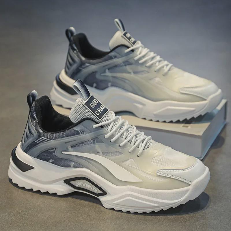 2024 Spring Men's Thick-Soled Trendy Casual Dad Shoes - Versatile, Breathable, and Ideal for Running and Sports.