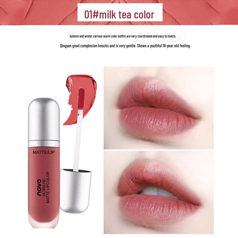 NOVO Velvet Matte Lip Glaze: Moisturizing, Creamy Finish Lip Tint for Students.