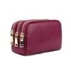 Women's Genuine Leather Three-Zipper Coin and Key Clutch