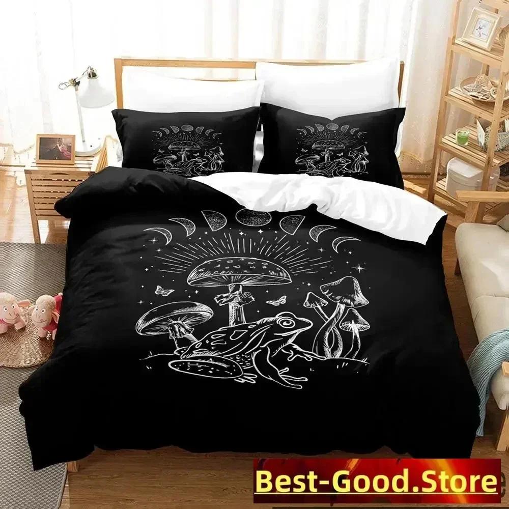 

Top Cartoon Cottagecore Frog Mushroom 3D Bedding Set Duvet Cover Quilt Cover Pillowcase Comforter king Queen Size Boys Adult 70x133cm 2pcs