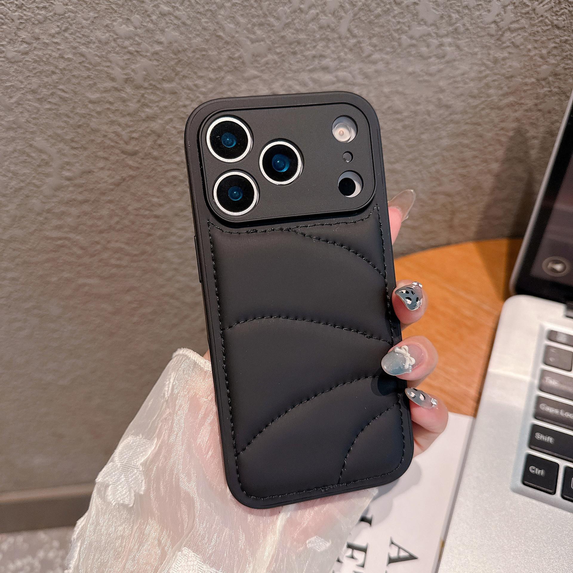 

Stress Relieving Down Jacket for IPhone 17 Promax Phone Case for Apple 16, All Inclusive Anti Drop 15 Leather Case For iPhone11