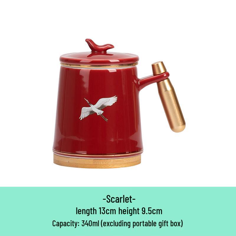 TLAKEHO Ceramic Tea Infuser Mug with Wooden Handle