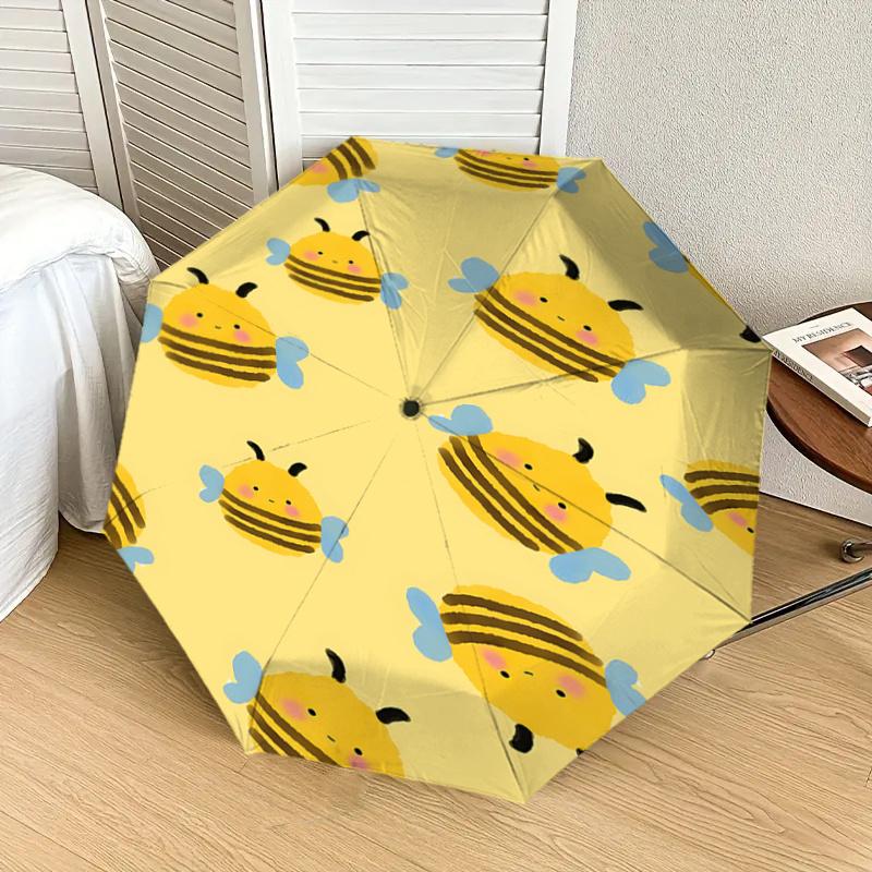 Niedlicher Bienen-Print Automatisches Öffnungs-/Schließschirm mit faltbarem Design, Eisenrahmen, für den Außenbereich, Festivalgeschenk, Geeignet für Fans, Reisen, D
