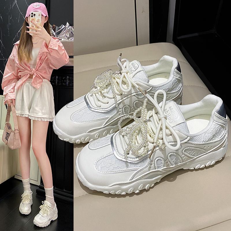 

Fashion Women s Versatile Sneakers New Fashionable Leisure Breathable Footwear Comfortable Lace Up Dance Sports Shoes Sapatos Feminino 35 бежевый