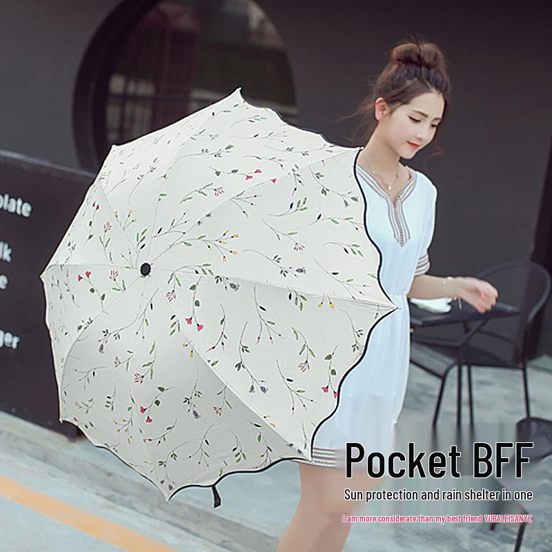 

Корейська чотириколірна квіткова складна парасолька для жінок - Сонцезахисна, сонцезахисна, анти-УФ, парасолька від дощу або сонця. Manual 55cm 8 Panels