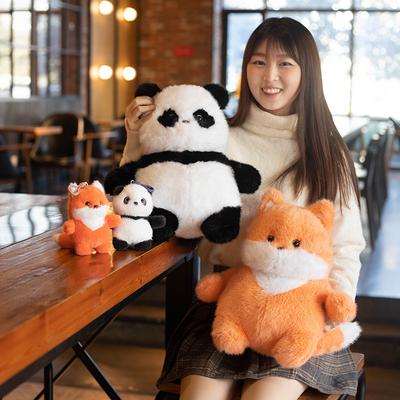 Cute Animal Plush Toy Panda Fox Doll Children's Companion Doll Decoration Ornament Doll Bag Pendant