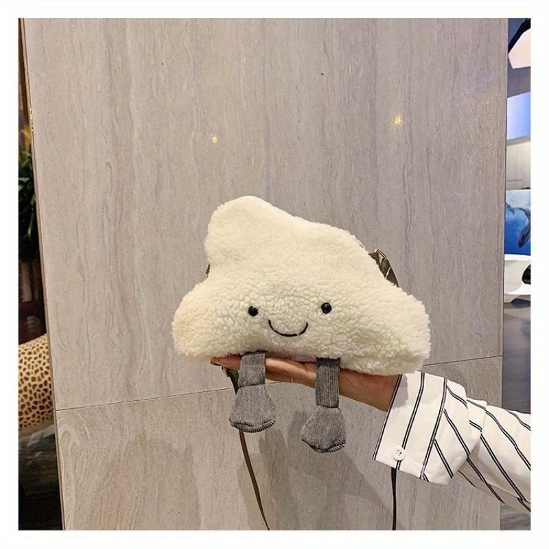 

1 Pcs Fashion Cartoon Clouds Satchel Bags Kawaii Plush Soft Phone Purses Women Lovely Shoulder Bag Ladies Crossbody Bags бежевый