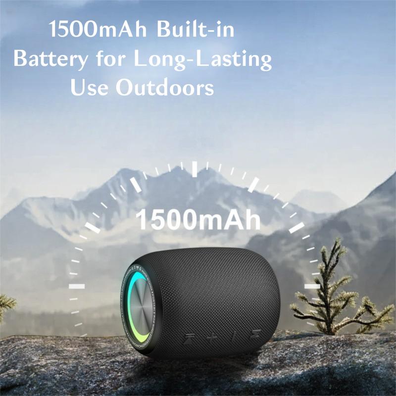 Přenosný venkovní Bluetooth reproduktor | IPX6 vodotěsný, 1500mAh dlouhá výdrž baterie, 57mm basy a barevná světla