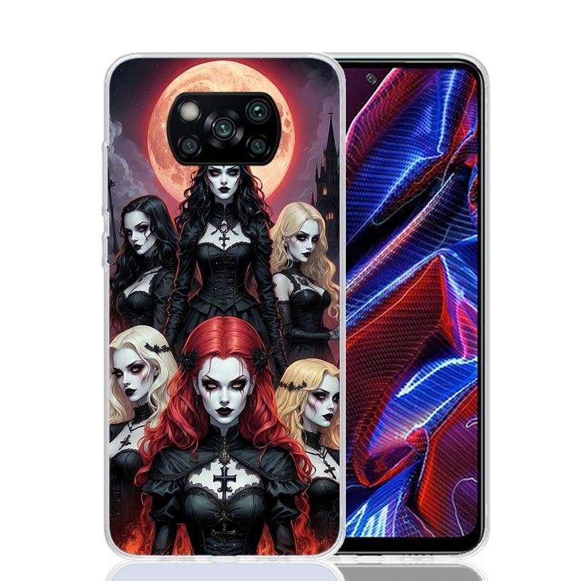 Halloween Moon Witch Horror Phone Case For Xiaomi Poco X7 X6 X5 Pro F7 Ultra Redmi 15C 15 13 13C 12 12C 10 10A 10C 9 9A 9C 9T Co