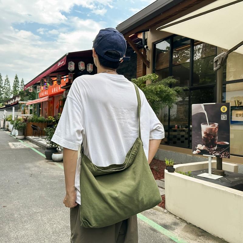 Studentka płócienna torba męska damska torba na ramię kampusowa torba na ramię w jednolitym kolorze