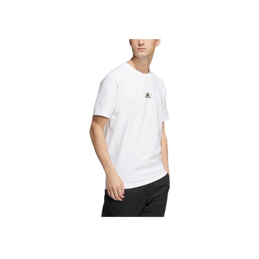 Adidas Pure Color Logo Breathable Round Neck Short Sleeve T-Shirt Men Tops White HS4385
