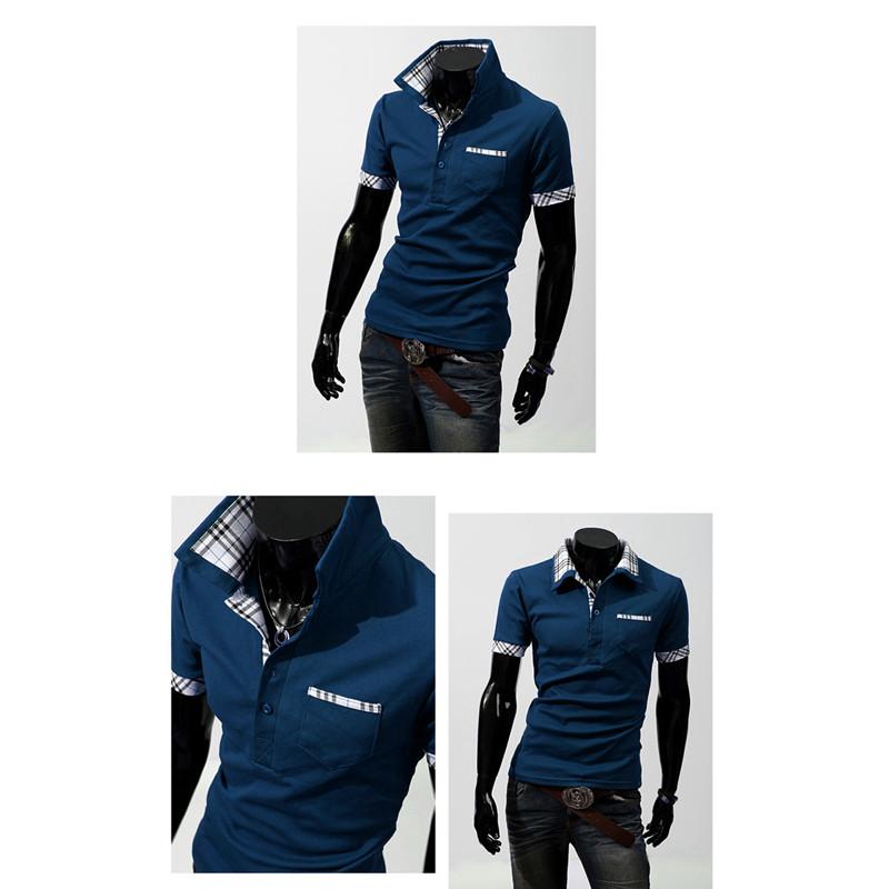 Hommes Fine Polo Chemise Coton Dcontract Manches Courtes Tshirt Carreaux Lgant Et Confortable Pour Homme