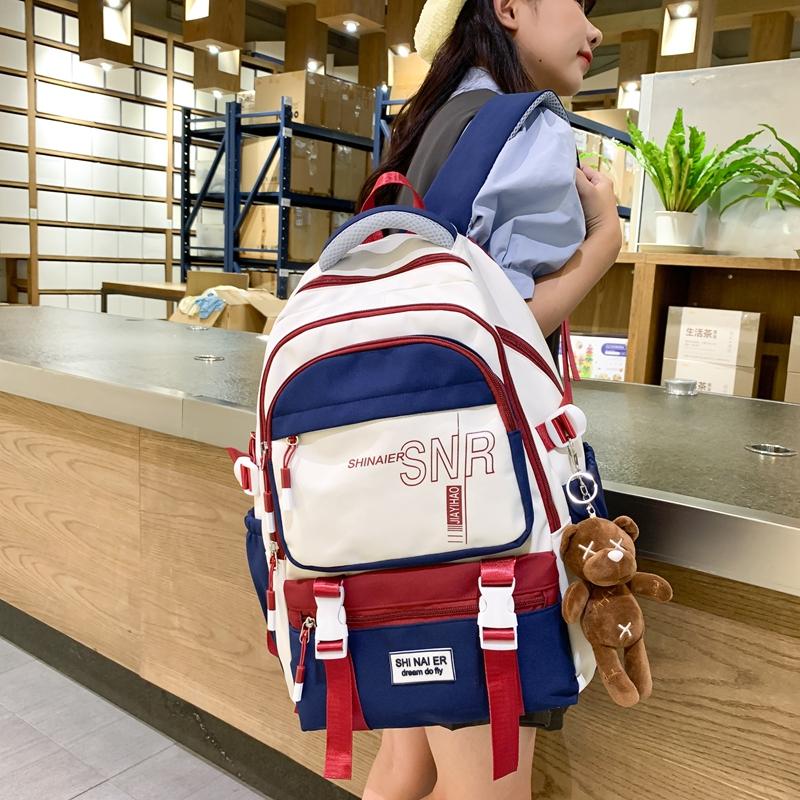 Children's Schoolbag Student Large Capacity Backpack Men's Color Block Backpack Patchwork Women Backpack