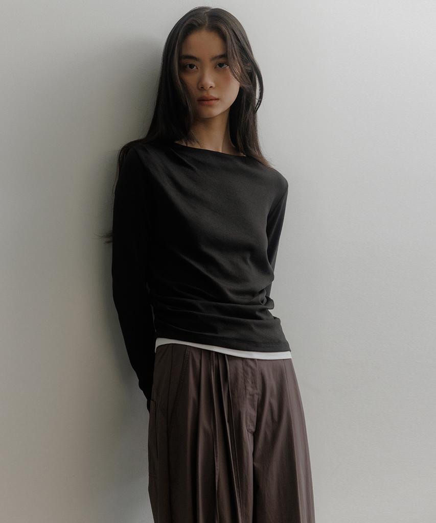 Oeoseoul Layered Tuck T-Shirt [Black]