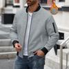 Winter New Men's Waffle Solid Color Cardigan Pocket Zipper Thickened Stand Coats Collar Jacket