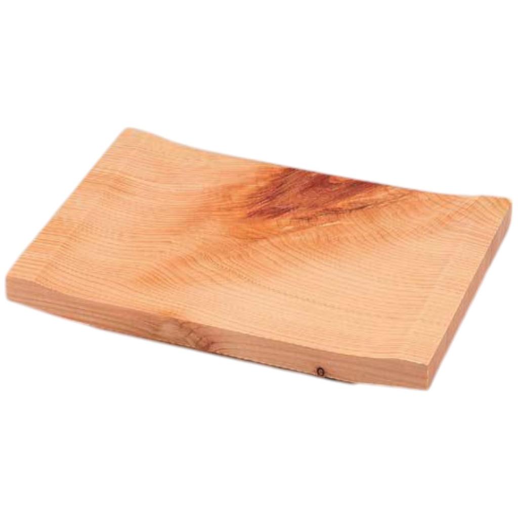 Premium Nigiri Sushi Hinoki Wood with Knotted Made In Japan J-kitchens Plate, 7-inch Edges, Shatter-Resistant,