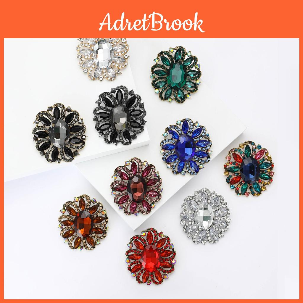Korean Brooch Style Rhinestone Glass Mediumsized Versatile Exquisite Womens Pin
