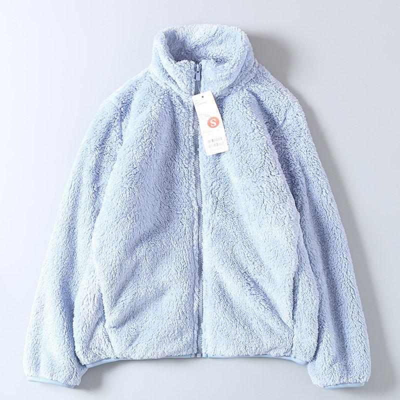 Women's Loose-Fitting Thick Warm Slim-Fit Stand-Collar Lamb Wool Fleece Coat for Spring and Autumn, Export Surplus