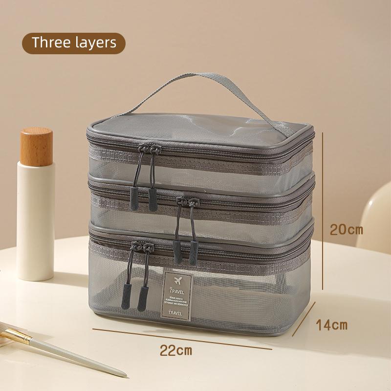 Waterproof Travel Wash Bag Large-capacity Mesh Visible Portable Cosmetic Storage Bag Carry Multi-layer Classified Storage Cosmetic Bag