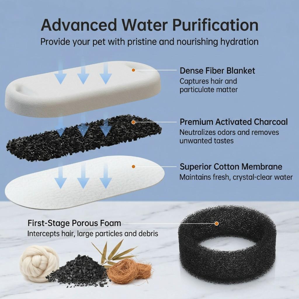 12PCS Cat Water Fountain Activated Carbon Sponge Filters for Stainless Steel Water Dispenser Pet Healthy Water Care Accessory