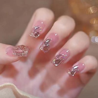 Shiny Diamond Wearing Nail New Nail Patch One Second Wearable Nail Patch Finished Product Short Nail Patch