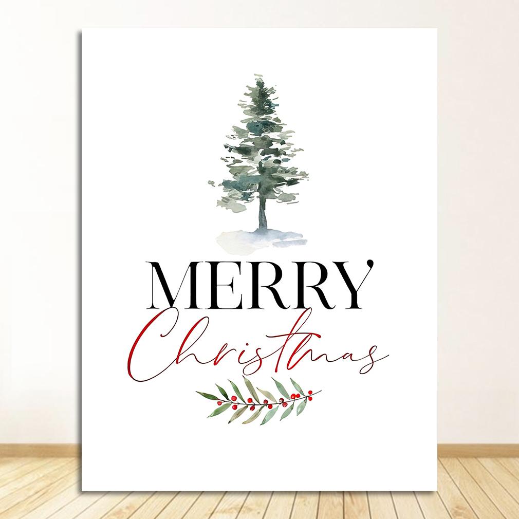 Picture Merry Christmas Party Decoration Nordic Wall Decor Watercolor Art Painting Prints Happy Holidays Quotes Canvas Posters