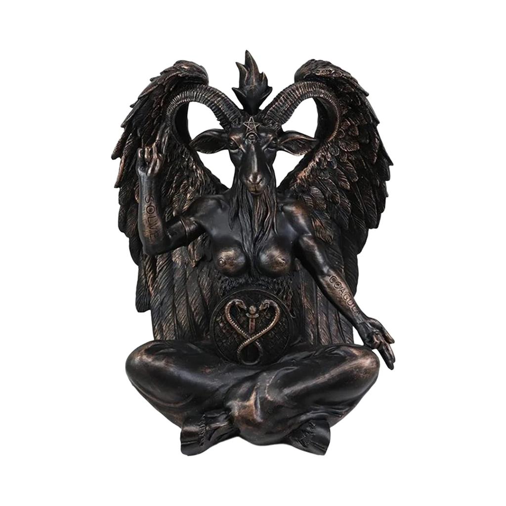 Satanův kostel Sabatická koza Baphomet Socha Satanistický Okultní Idol Sochařská Deska Pryskyřičné Řemeslo Náboženská Sochařská Ozdoba