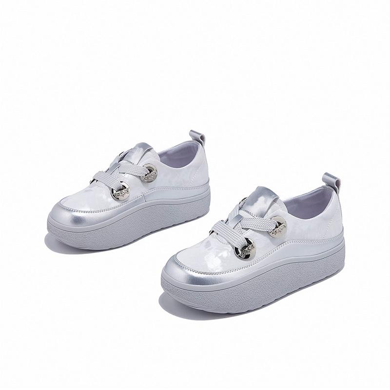 Popular New Casual Little White Shoes Fashionable and Comfortable Platform Muffin Shoes Versatile Lace-up Sports Shoes