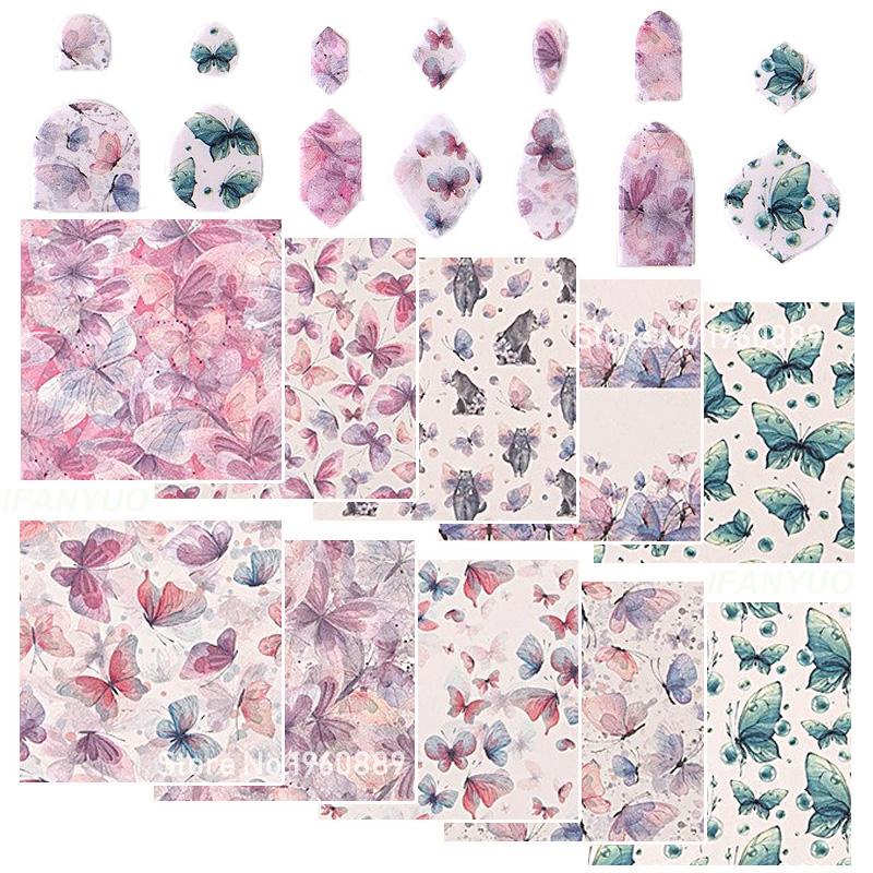 Butterfly Painted Pattern Polymer Clay Watercolor Transfer Paper Water-soluble Disposable Sticker Earring Jewelry Pottery Making