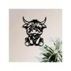 Metal Wall Art Highland Cow Sculpture Rustic Home Decor Gift for Farmhouse Office Living Room Birthday