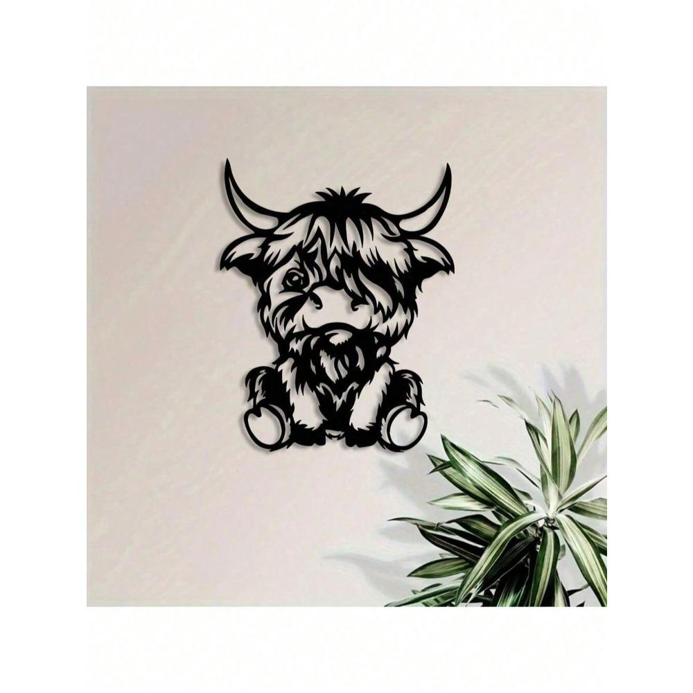 Metal Wall Art Highland Cow Sculpture Rustic Home Decor Gift for Farmhouse Office Living Room Birthday