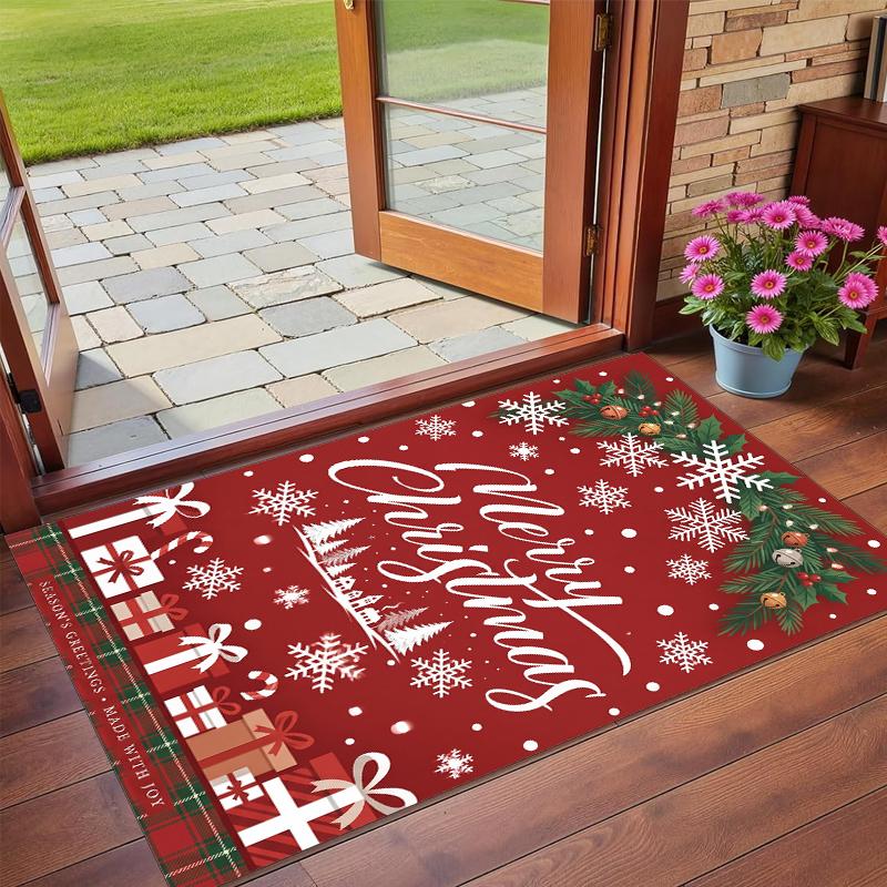 Christmas Printed Square Area Rug Soft Non Slip Floor Carpet For Bedroom Holiday Gift